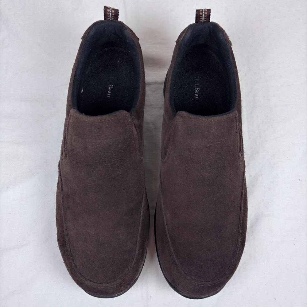 LL Bean Mens Comfort Mocs Brown Suede Slip On Shoes 10.5 Wide Classic Outdoors